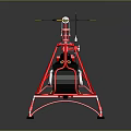 Red Frame Helicopter Model With Blue Green Parts And Rotors Design
