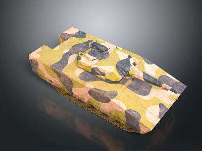 Military Tank With Camouflage Pattern Yellow Brown Black Colors And Tracks 3d model