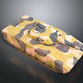 Military Tank With Camouflage Pattern Yellow Brown Black Colors And Tracks