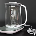 Midea Transparent Electric Kettle with White Base Digital Display and Accessories for Daily Use