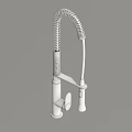 Modern Silver Kitchen Faucet With Retractable Coiled Hose And Control Handle 3d model
