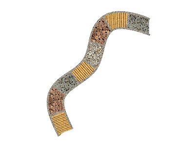 Curved Decorative Garden Ornament With Multi Colored Material Sections 3d model