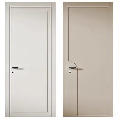 Modern Sliding Doors With Beige And Light Brown Panels And Black Handles 3d model