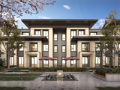 New Chinese Townhouse 3d model