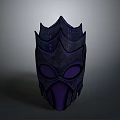 Detailed Dark Purple Spiked Weapon Helmet With Purple Runes 3D Model Mystical Combat Style
