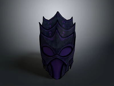 Detailed Dark Purple Spiked Weapon Helmet With Purple Runes 3D Model Mystical Combat Style 3d model