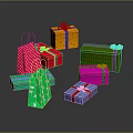 Colorful Gift Boxes And Shopping Bags With Decorative Ribbons And Bows