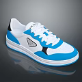 White Blue Black Casual Sneakers With White Laces And Side Triangle Logo