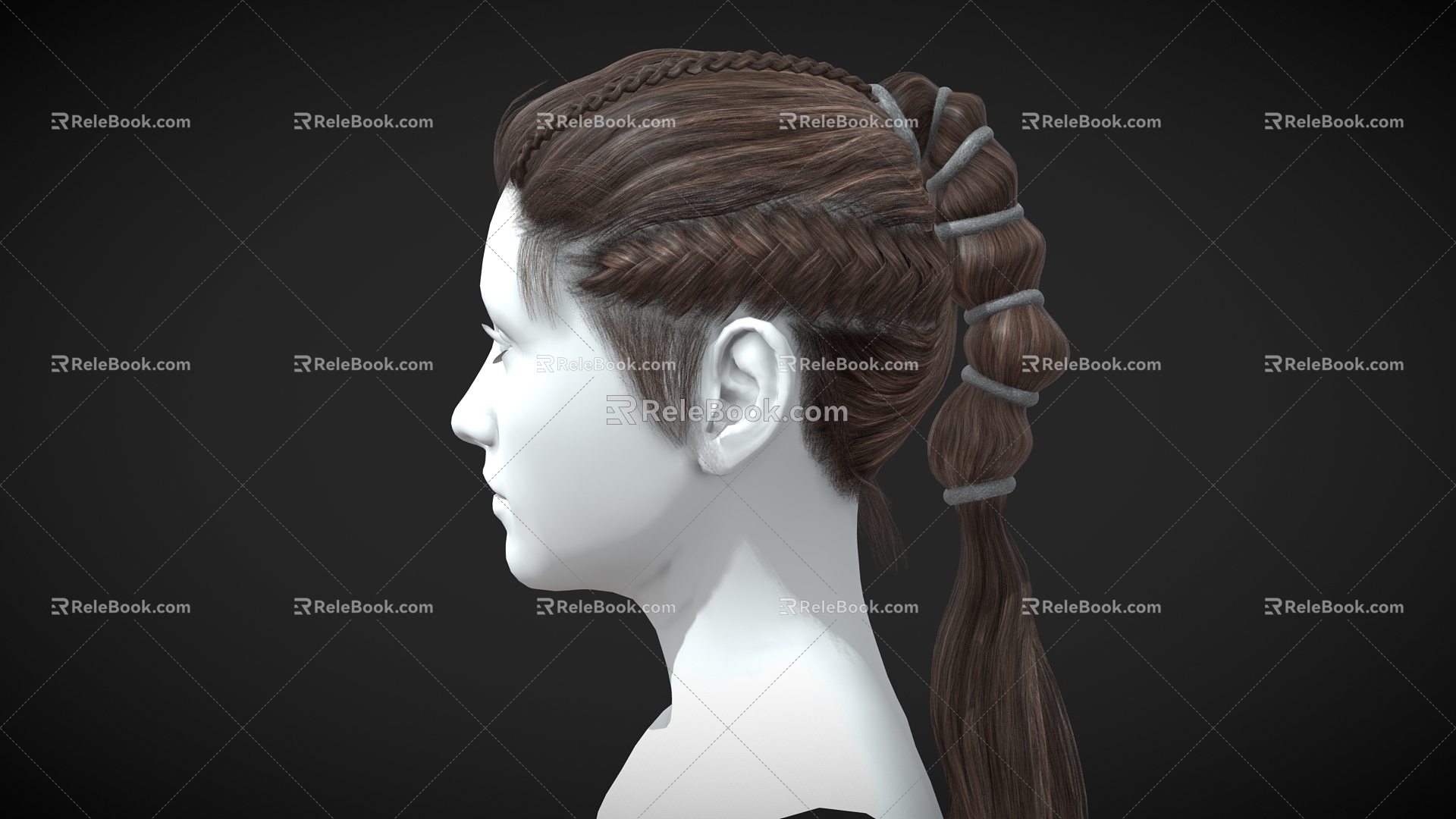 Anime Hair Hair Wig Anime Girl Long Hair Braid Hairstyle 3d model