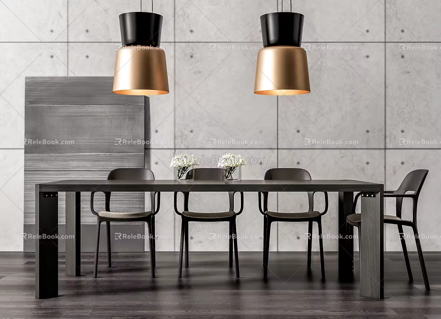 Modern Dining Table and Chair Combination 3d model
