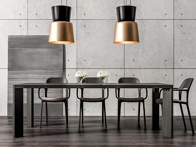 Modern Dining Table and Chair Combination model