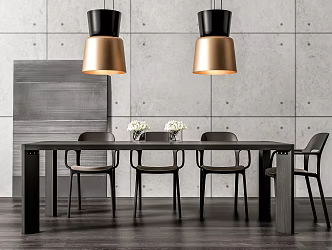 Modern Dining Table and Chair Combination 3d model