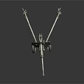 Vintage Artillery Gun with Two Wheels Long Barrel and Gray Green Metal Structure