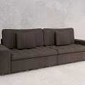 Dark Gray Multi Person Sofa With Tufted Upholstery And Decorative Pillows 3d model