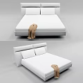 Modern Double Bed Design With Upholstered Headboard And Soft Blanket