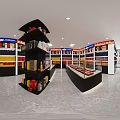 Tobacco and Liquor Store Interior with Organized Shelves Glass Display Counters and Product Displays