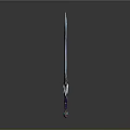 Fantasy Blue Luminous Sword With Decorative Moon Shaped Hilt And Gemstone