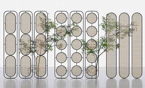 New Chinese Screen Rattan Screen Partition 3d model