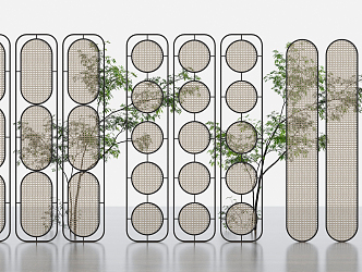 New Chinese Screen Rattan Screen Partition 3d model