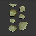 Multiple Green Stone Blocks With Irregular Shapes And Natural Texture On Black Background 3d model