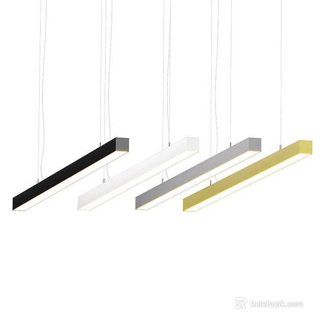 Modern Linear Pendant Lights In Black White Gray And Gold For Contemporary Interior Spaces 3d model 