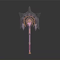 Spiked Weapon With Circular Central Decoration And Metallic Chain Handle Design 3d model