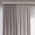 Gray Thick Fabric Curtains With Elegant Drape And White Sheer Window Background 3d model