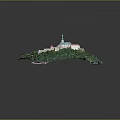 3D Model of Historic Architecture With Red Rooftops and Lush Green Landscape