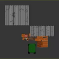 Construction Materials Setup With Orange Bricks Green Stool Spray Can Corrugated Sheets And Fence Panels