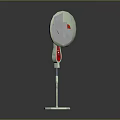 Household White Standing Fan With Red Control Panel And Modern Design