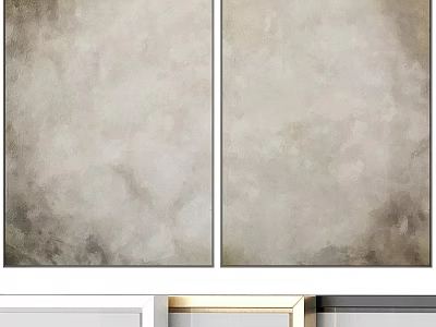 Two Panel Abstract Oil Paintings With Neutral Beige Gray Textured Surface For Modern Home Decor 3d model