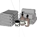 Luxury Bathroom Set With Soft Rolled Towels And Bath Toiletries