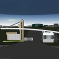 Modern Entrance Gate Architectural Design With Metal Gate Guardhouse And Cloudy Sky Backdrop