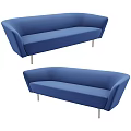 Stylish Blue Single Sofa With Modern Design And Comfortable Metal Legs 3d model