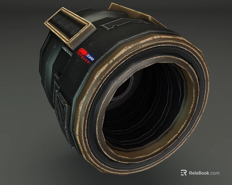 Black And Gold Cylindrical Metallic Structure With Opening Ring Design Mechanical Part 3d model 