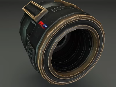 Black And Gold Cylindrical Metallic Structure With Opening Ring Design Mechanical Part 3d model