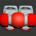 Red And White Humanoid Robot Figure With Rounded Head Shoulders Hands And Feet Design