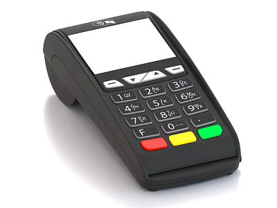 Black Commercial POS Terminal With Keypad Display Screen Receipt Printer And Function Keys 3d model