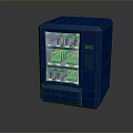 Game Movie Character Blue Vending Machine Featuring Transparent Door And Drinks Inside