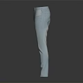 Light Blue Distressed Straight Leg Jeans With Front And Back Pockets 3d model