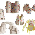 Outdoor Playground Climbing Equipment With Colorful Holds And Tower Arch Ball Shapes