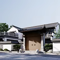 Traditional Chinese Detached Villa With White Walls Gray Tiles And Courtyard Surrounded By Trees