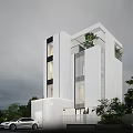Modern Detached Villa with White Exterior Multi Storey Design and Lush Greenery