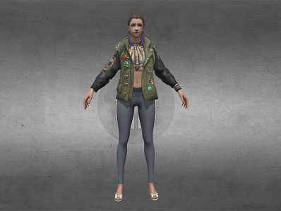 Cool lady female soldier handsome lady 3d model