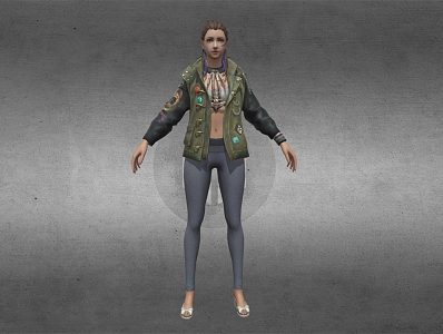 Cool lady female soldier handsome lady 3d model