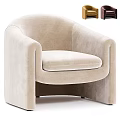 Beige Upholstered Modern Single Sofa With Curved Armrests And Comfortable Seat