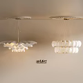 Elegant Modern White Decorative Chandeliers With Wave And Shell Shapes Hanging From Ceiling 3d model