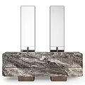 Elegant Modern Marble Double Sink Vanity with Mirrors and Cabinets 3d model