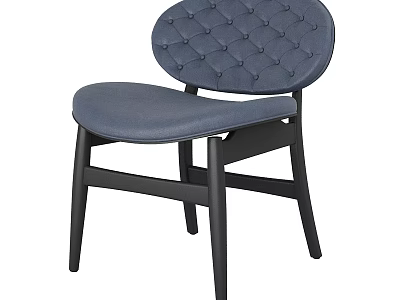 Modern Upholstered Blue Tufted Back Accent Chair With Black Wooden Legs 3d model