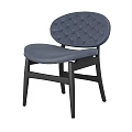 Modern Upholstered Blue Tufted Back Accent Chair With Black Wooden Legs